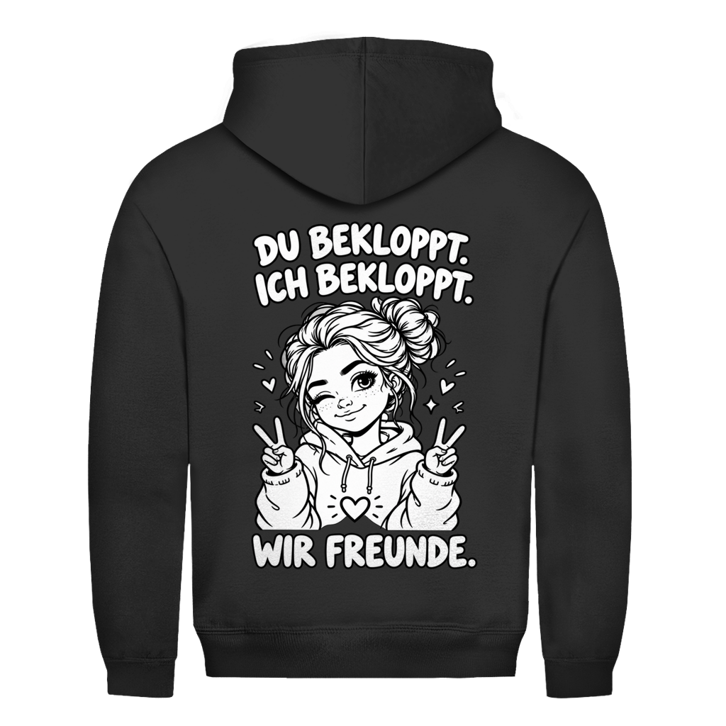 Du Bekloppt. Ich Bekloppt. Wir Freunde. Girl Rückendruck | Unisex Hoodie