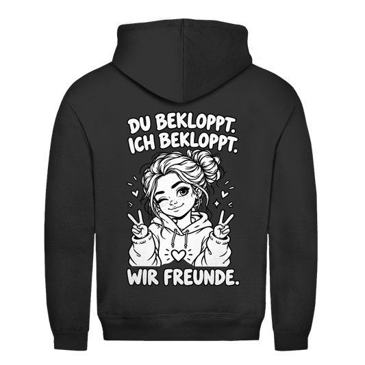 Du Bekloppt. Ich Bekloppt. Wir Freunde. Girl Rückendruck | Unisex Hoodie