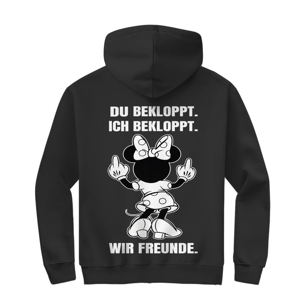 Du bekloppt. Ich bekloppt. Wir Freunde. Mäuschen Zipper für beste Freunde in Schwarz