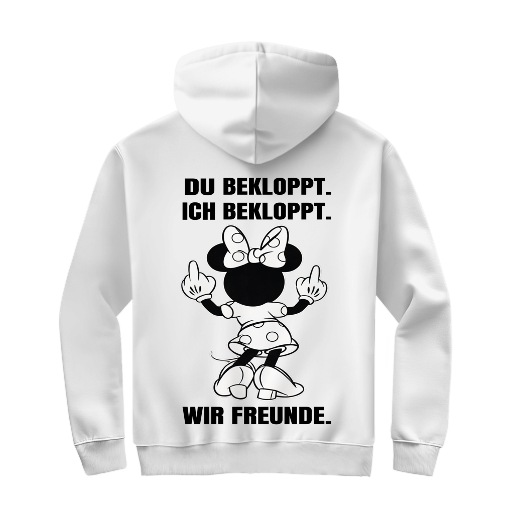 Du bekloppt. Ich bekloppt. Wir Freunde. Mäuschen Zipper für beste Freunde in Weiß