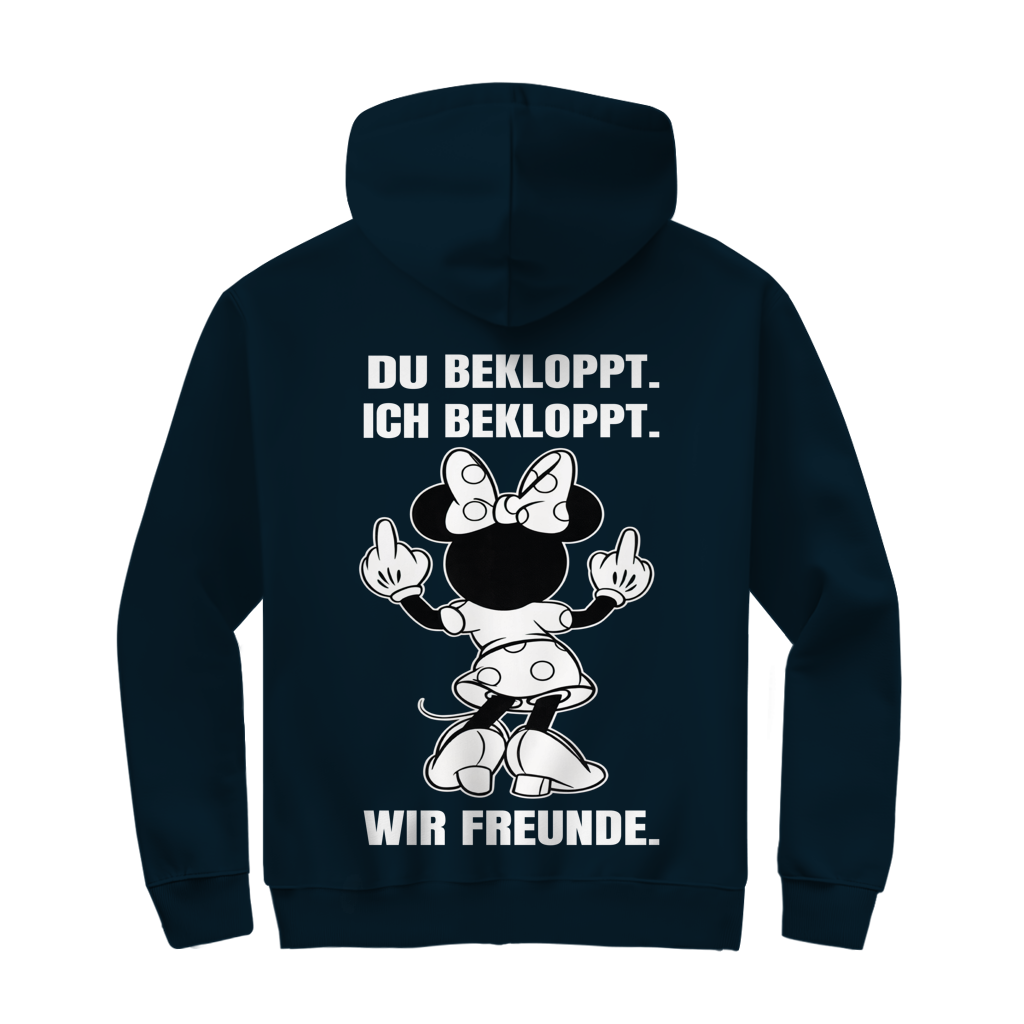 Du bekloppt. Ich bekloppt. Wir Freunde. Mäuschen Zipper für beste Freunde in Navy