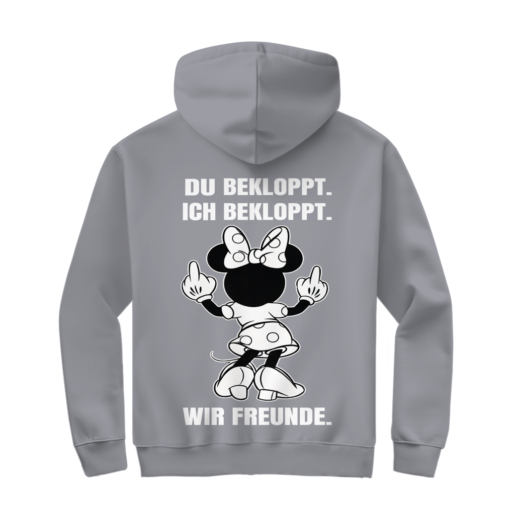 Du bekloppt. Ich bekloppt. Wir Freunde. Mäuschen Zipper für beste Freunde in Grau meliert