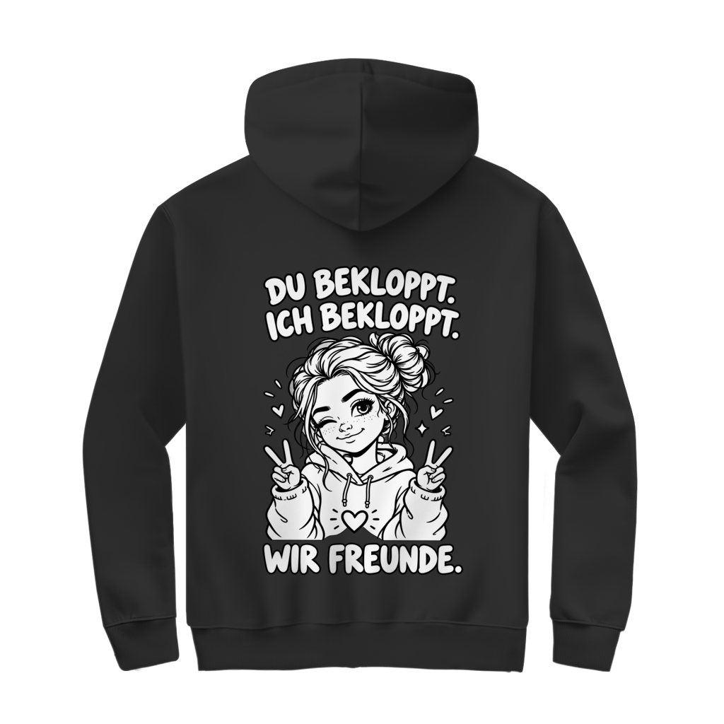 Du Bekloppt. Ich Bekloppt. Wir Freunde. Girl Zipper in Schwarz