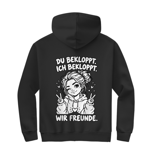 Du Bekloppt. Ich Bekloppt. Wir Freunde. Girl Zipper in Schwarz