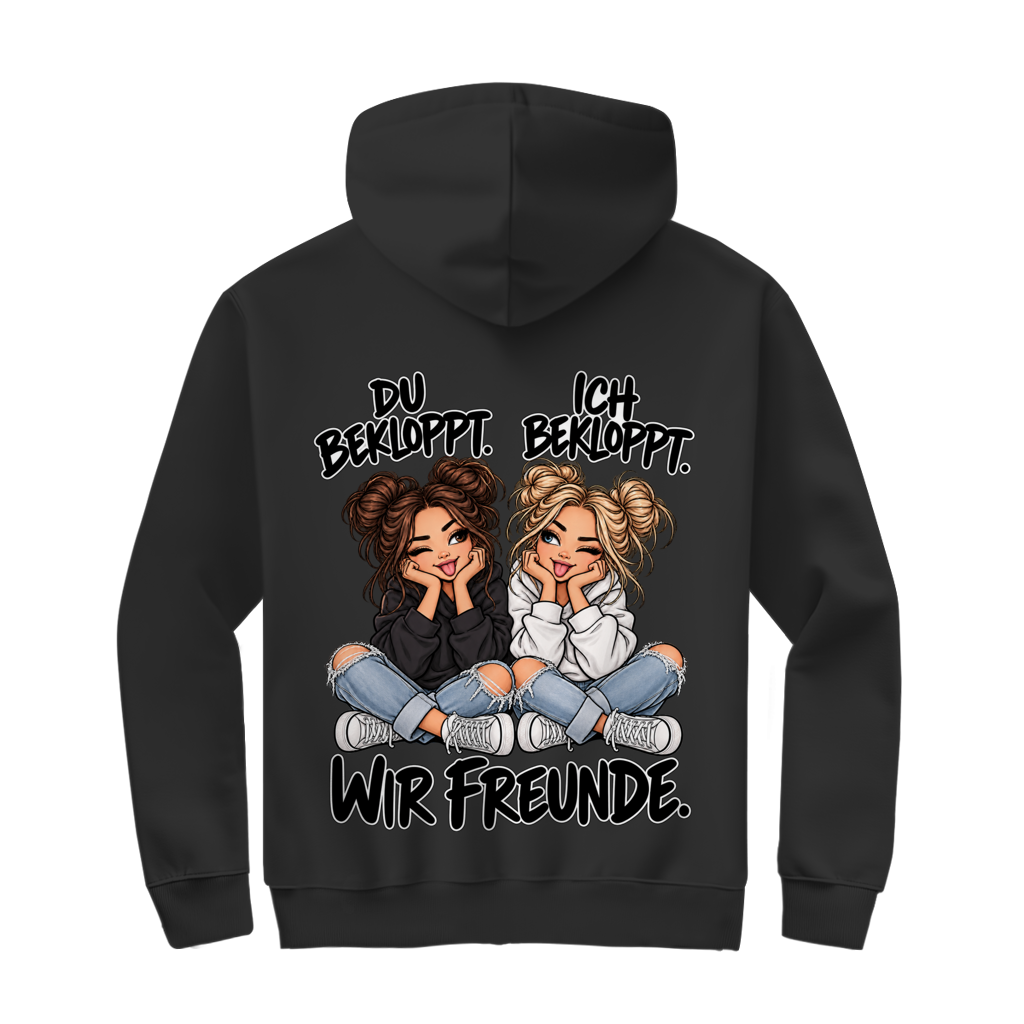 Du Bekloppt. Ich Bekloppt. Girls Zipper in Schwarz