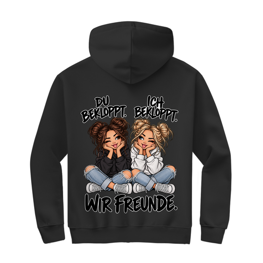 Du Bekloppt. Ich Bekloppt. Girls Zipper in Schwarz