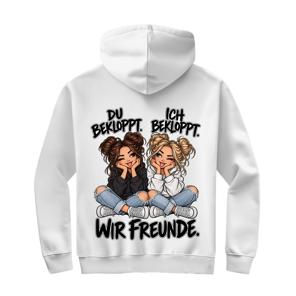 Du Bekloppt. Ich Bekloppt. Girls Zipper in Weiß