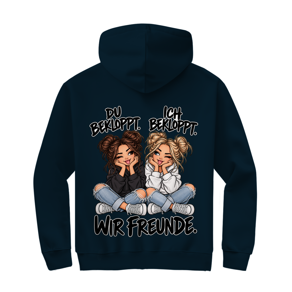 Du Bekloppt. Ich Bekloppt. Girls Zipper in Navy