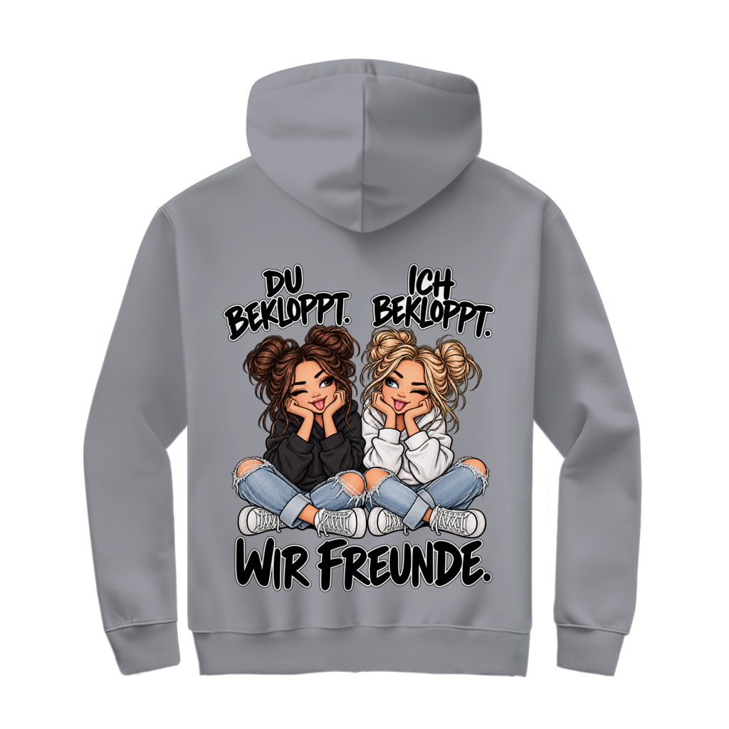 Du Bekloppt. Ich Bekloppt. Girls Zipper in Grau meliert