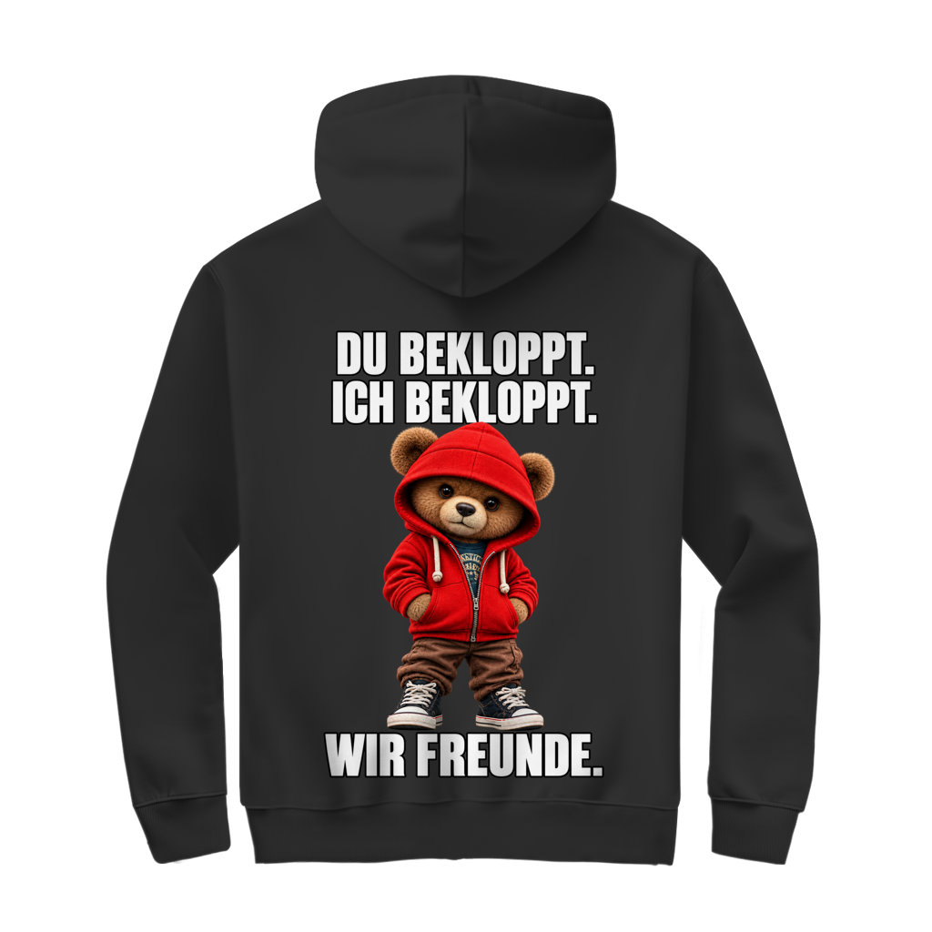 Du Bekloppt. Ich Bekloppt. Wir Freunde. Teddy Zipper in Schwarz