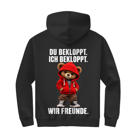 Du Bekloppt. Ich Bekloppt. Wir Freunde. Teddy Zipper in Schwarz