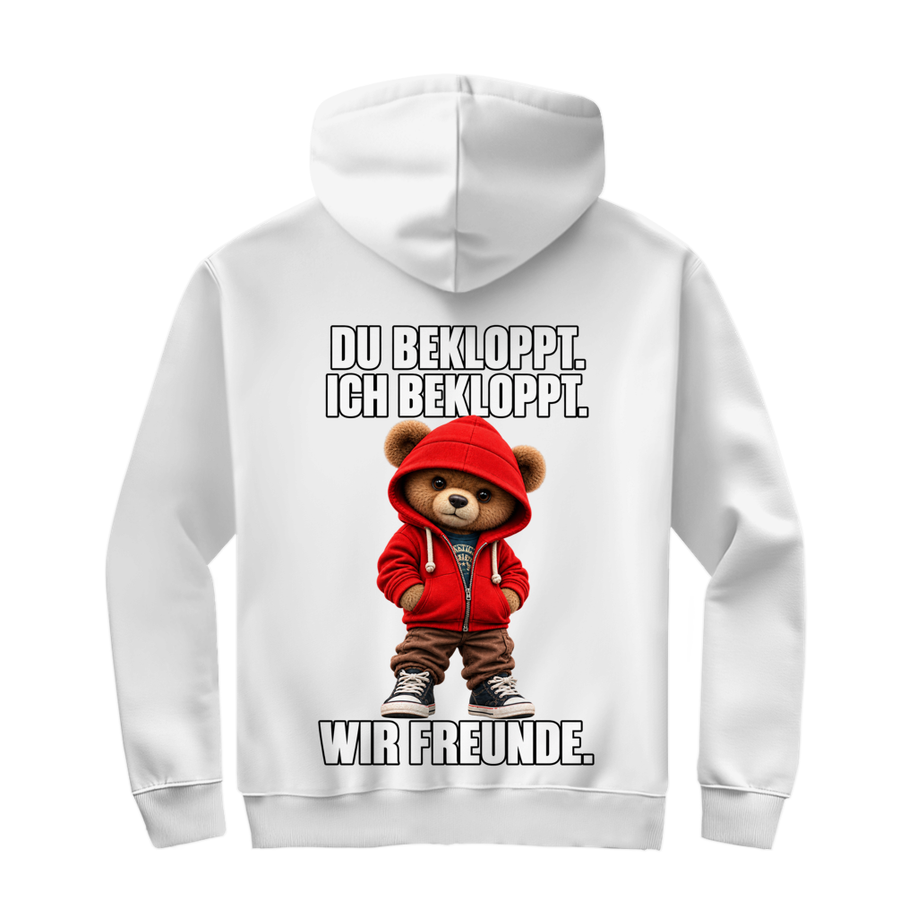 Du Bekloppt. Ich Bekloppt. Wir Freunde. Teddy Zipper in Weiß