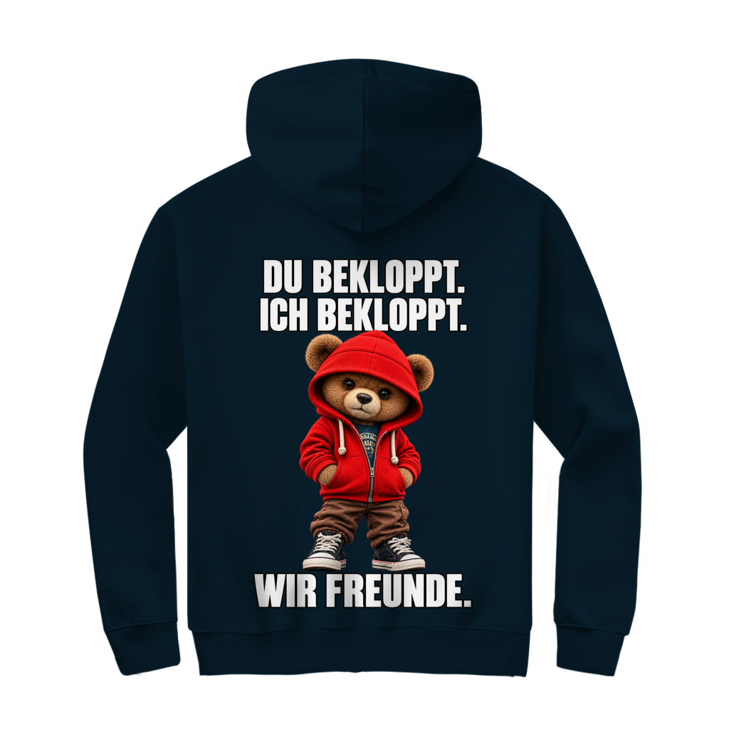 Du Bekloppt. Ich Bekloppt. Wir Freunde. Teddy Zipper in Navy