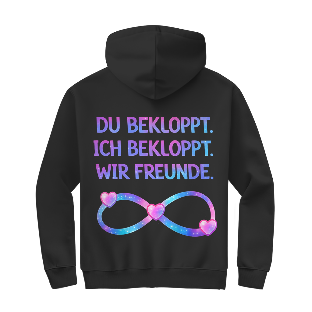 Du bekloppt. Ich bekloppt. Wir Freunde Zipper in Schwarz