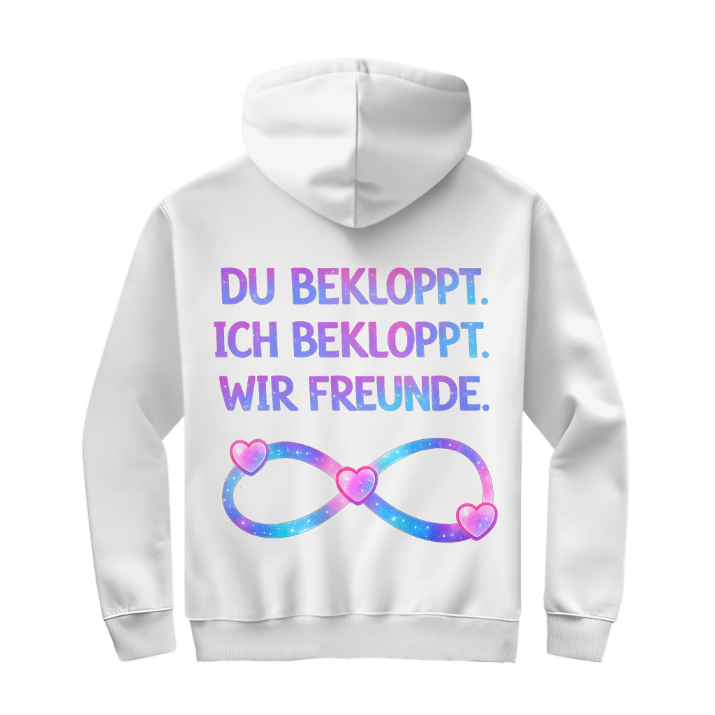 Du bekloppt. Ich bekloppt. Wir Freunde Zipper in Weiß