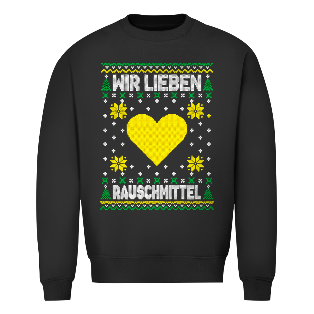 Wir lieben Rauschmittel Ugly Christmas Sweater in Schwarz