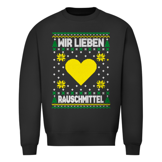 Wir lieben Rauschmittel Ugly Christmas Sweater in Schwarz