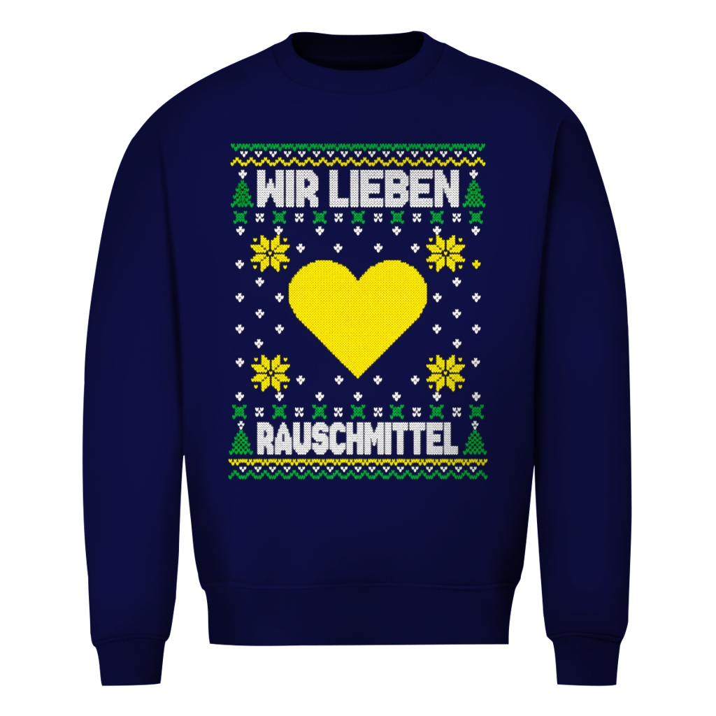 Wir lieben Rauschmittel Ugly Christmas Sweater in Navy