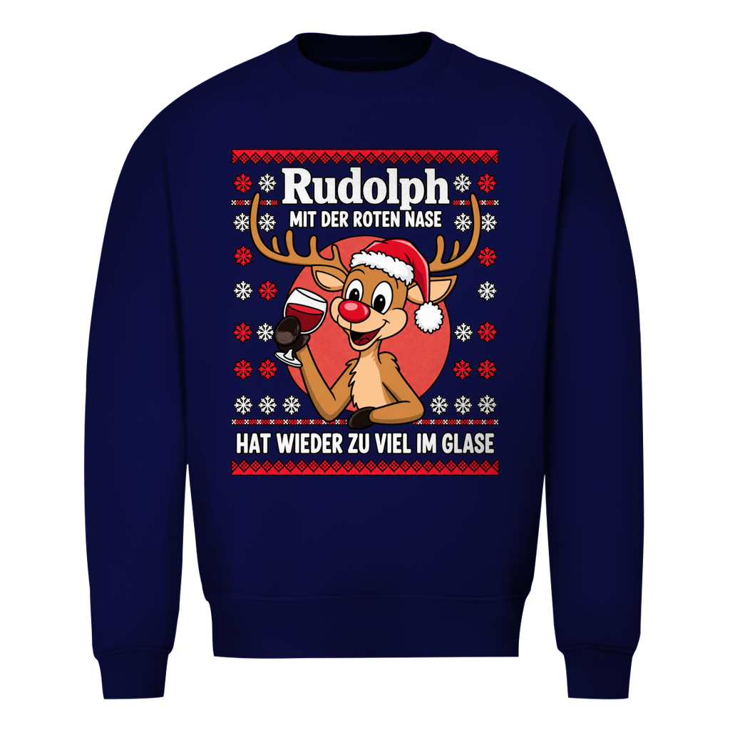 Rudolph mit der roten Nase Ugly Christmas Sweater in Navy