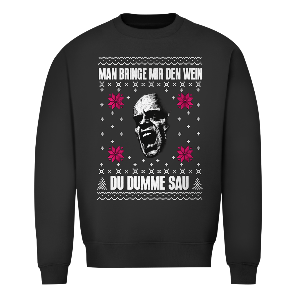 Man bringe mir den Wein Ugly Christmas Sweater in Schwarz