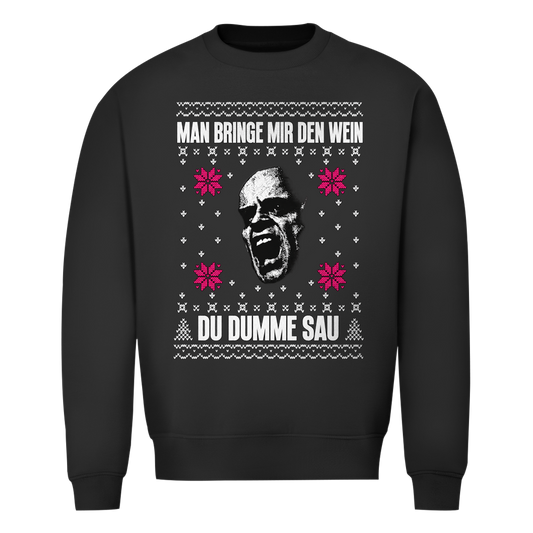 Man bringe mir den Wein Ugly Christmas Sweater in Schwarz
