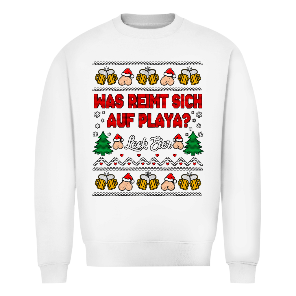 Was reimt sich auf Playa Ugly Christmas Sweater in Weiß
