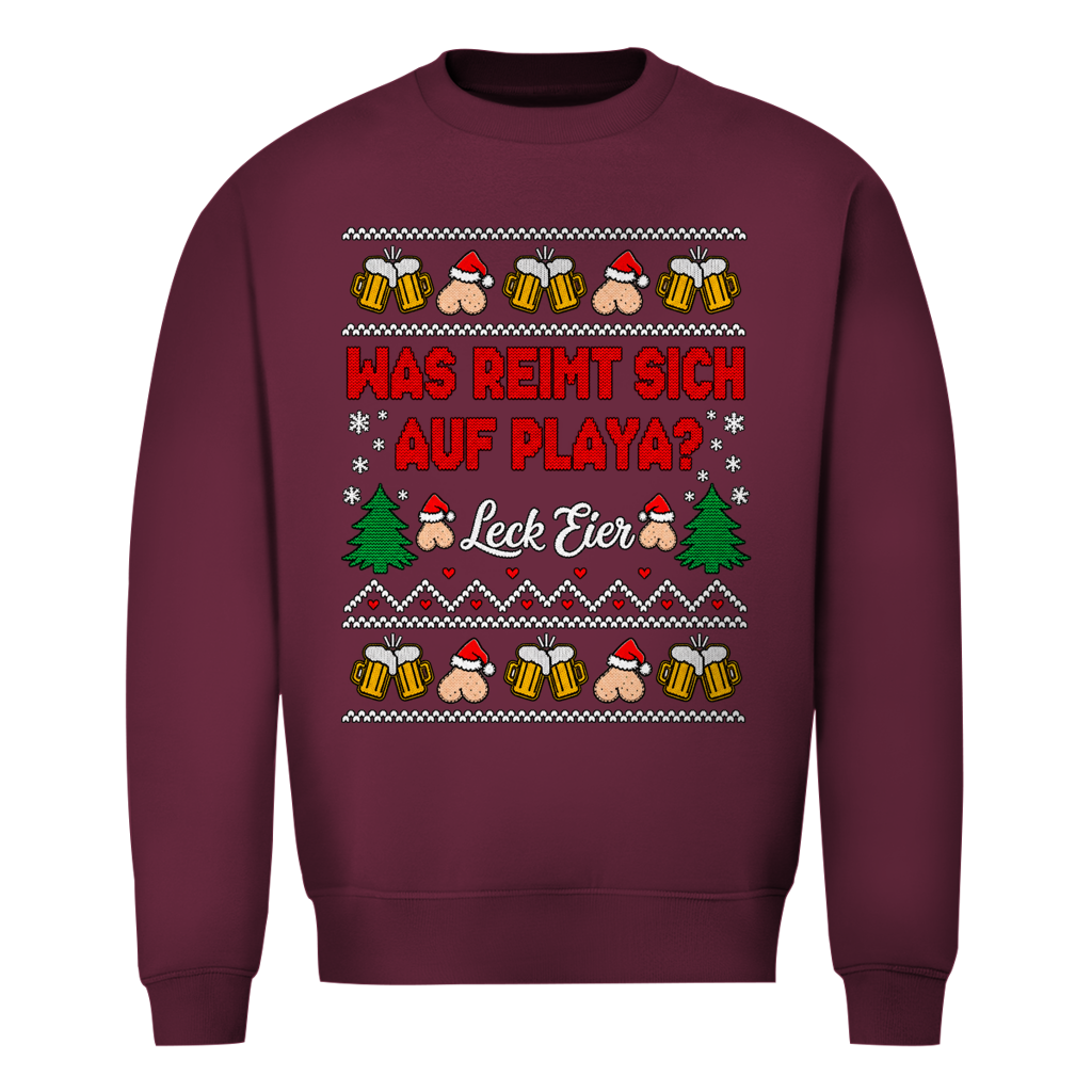 Was reimt sich auf Playa Ugly Christmas Sweater in Bordeaux