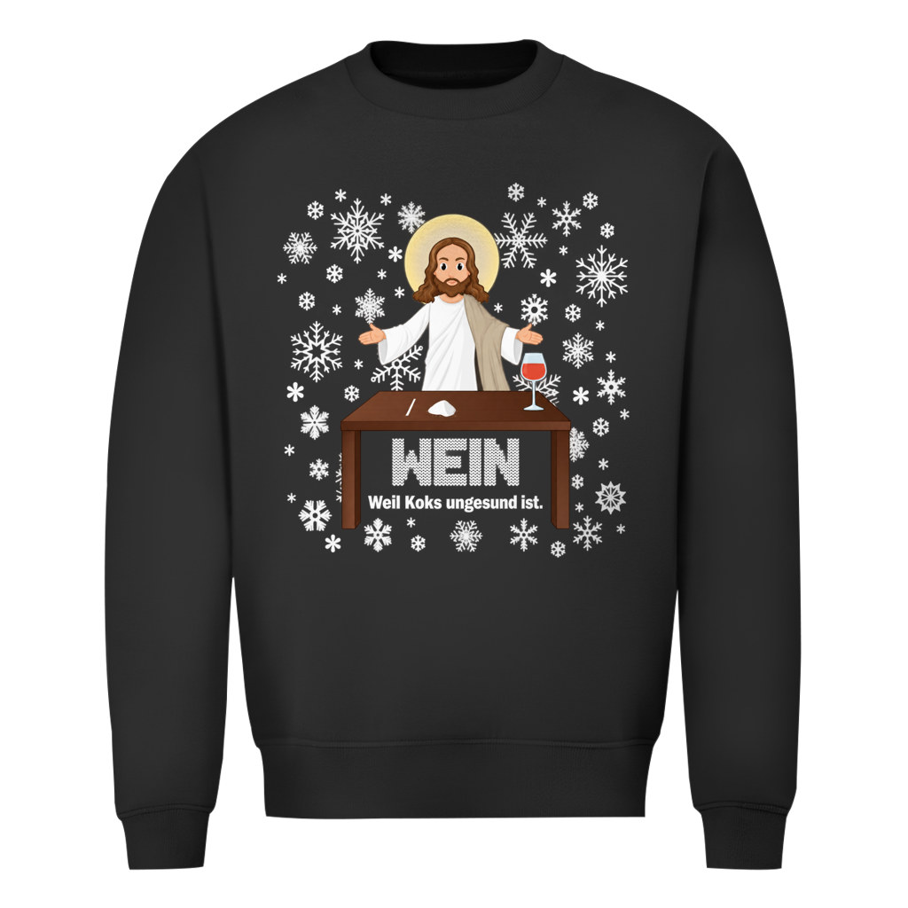 Jesus Wein Weihnachtspullover in Schwarz