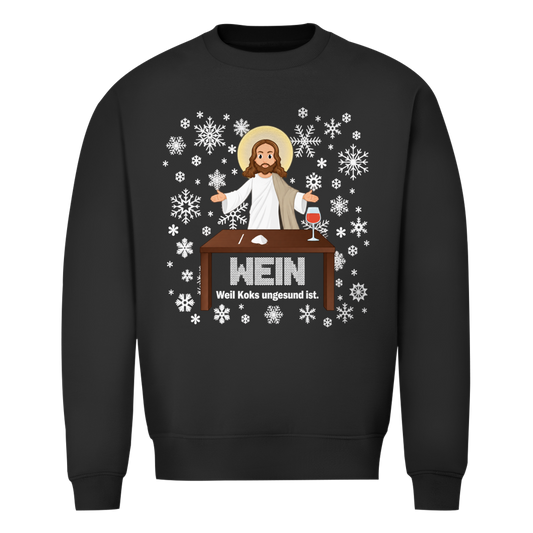 Jesus Wein Weihnachtspullover in Schwarz