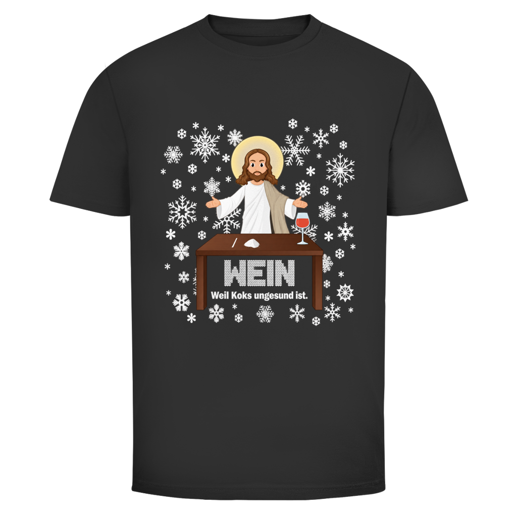 Jesus Wein Weihnachtsshirt in Schwarz