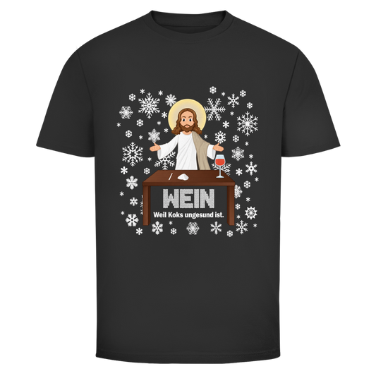 Jesus Wein Weihnachtsshirt in Schwarz