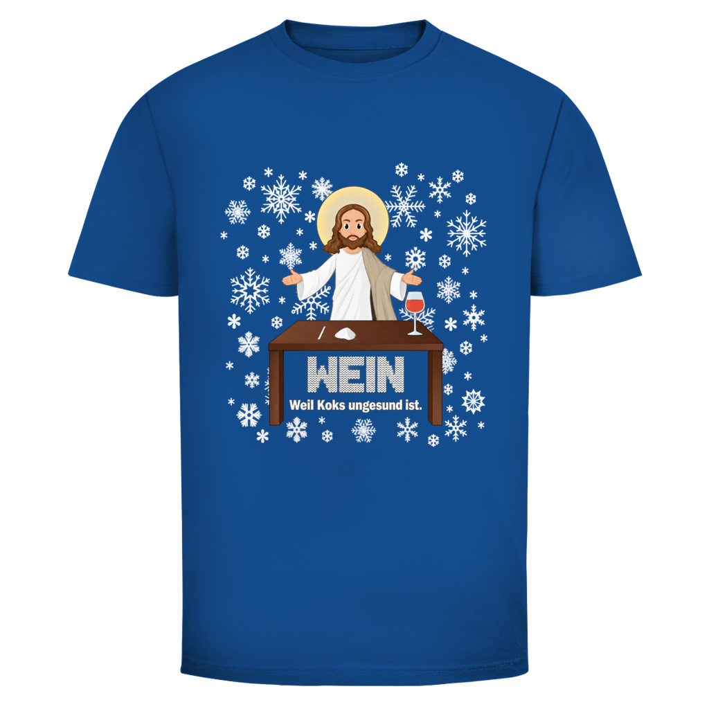 Jesus Wein Weihnachtsshirt in Royalblau