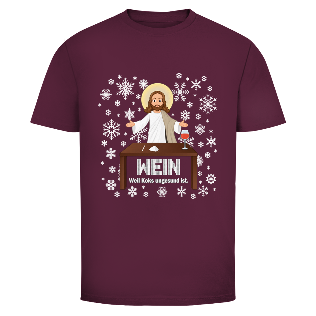 Jesus Wein Weihnachtsshirt in Bordeaux