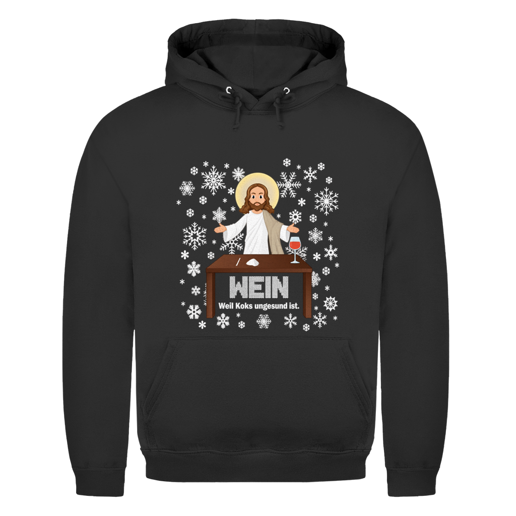 Jesus Wein Weihnachtshoodie in Schwarz