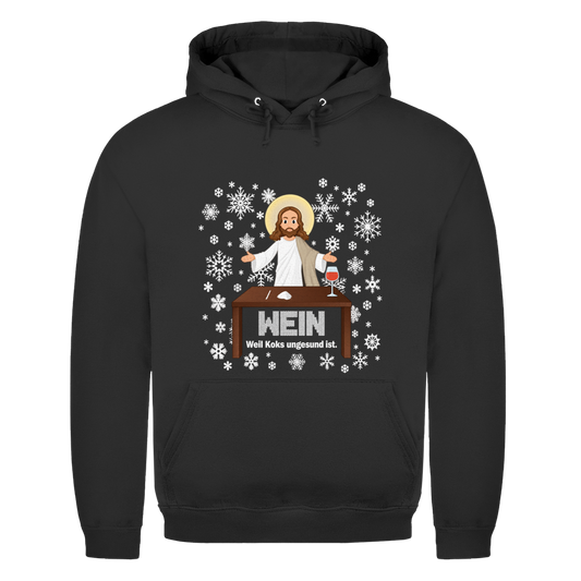 Jesus Wein Weihnachtshoodie in Schwarz