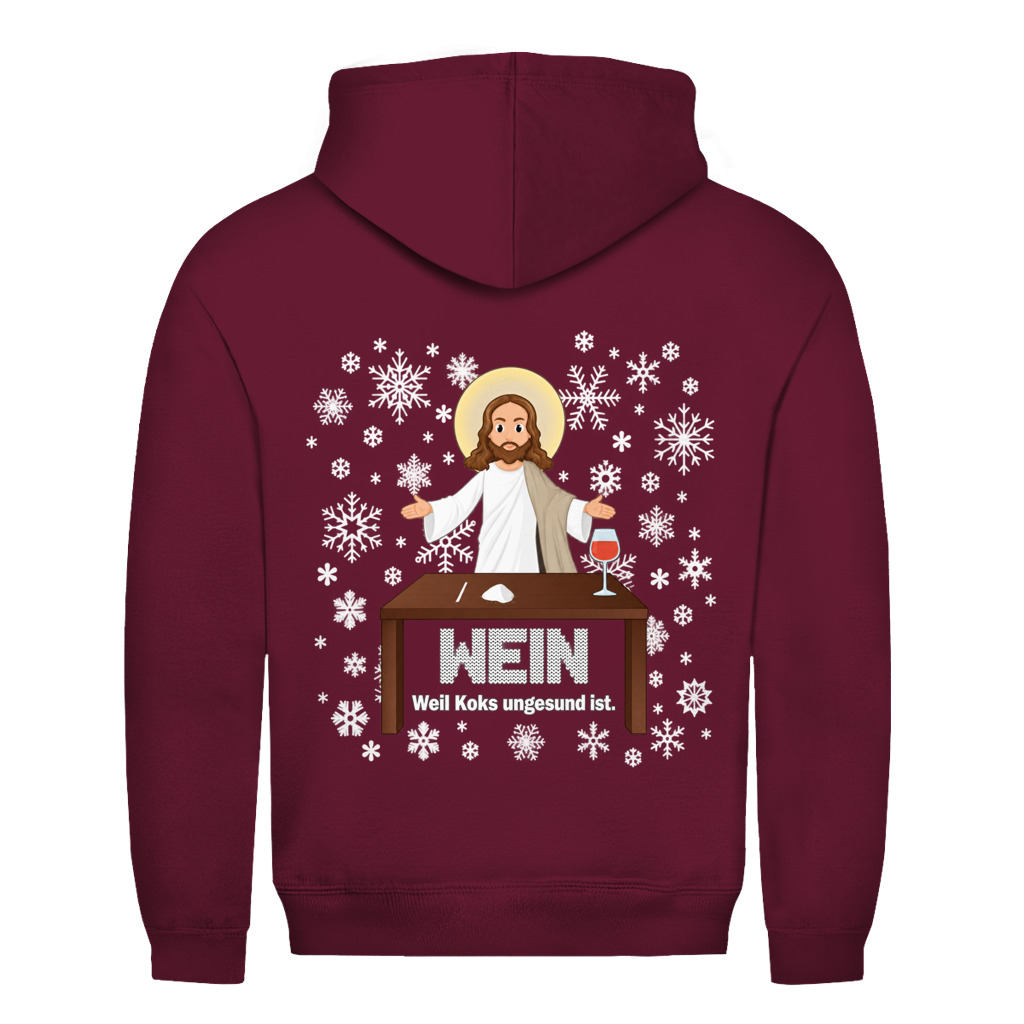 Jesus Wein Weihnachtshoodie in Bordeaux