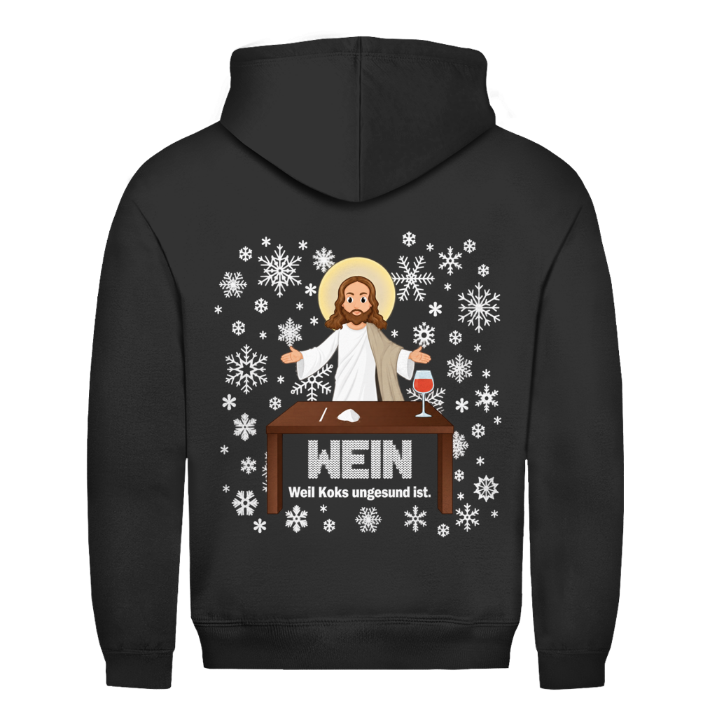 Jesus Wein Weihnachtshoodie in Schwarz