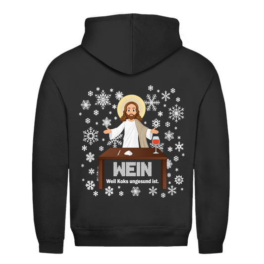 Jesus Wein Weihnachtshoodie in Schwarz