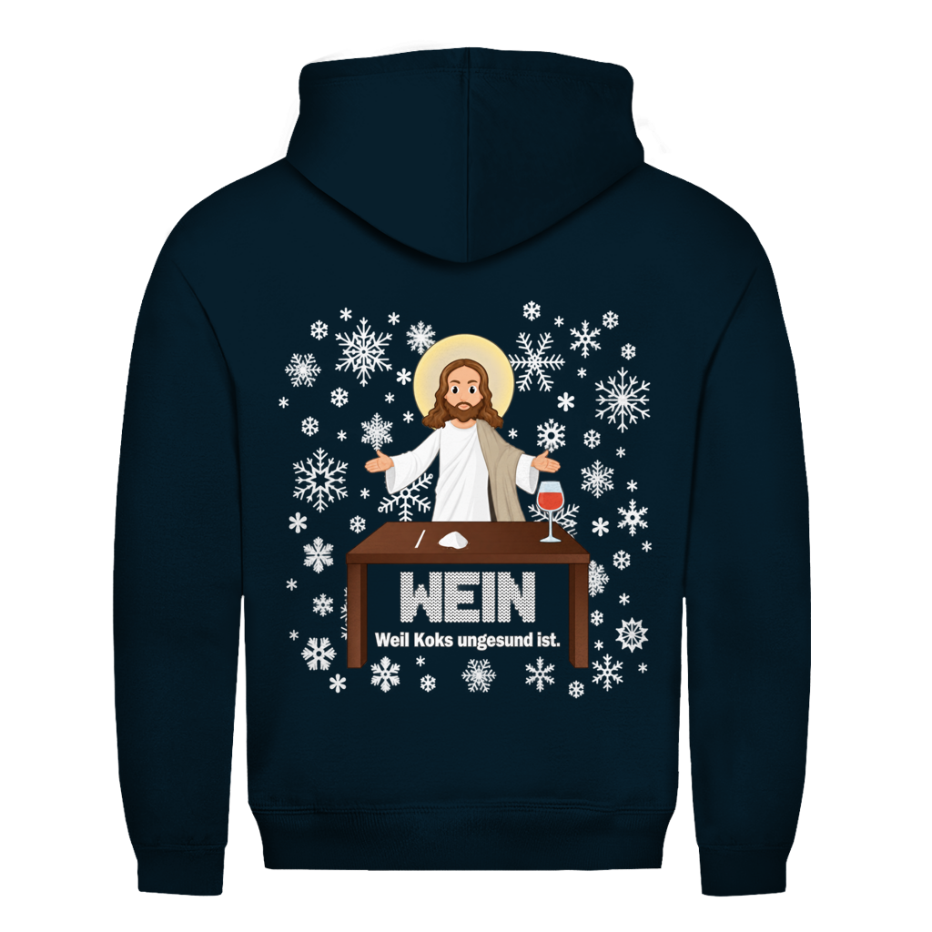Jesus Wein Weihnachtshoodie in Navy