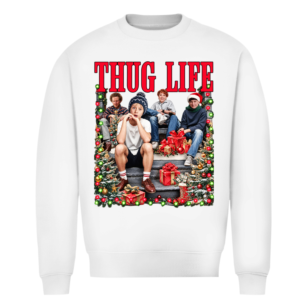 Xmas Thug Life Weihnachtspullover in Weiß