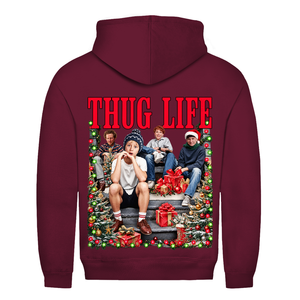 Xmas Thug Life Weihnachtshoodie in Bordeaux