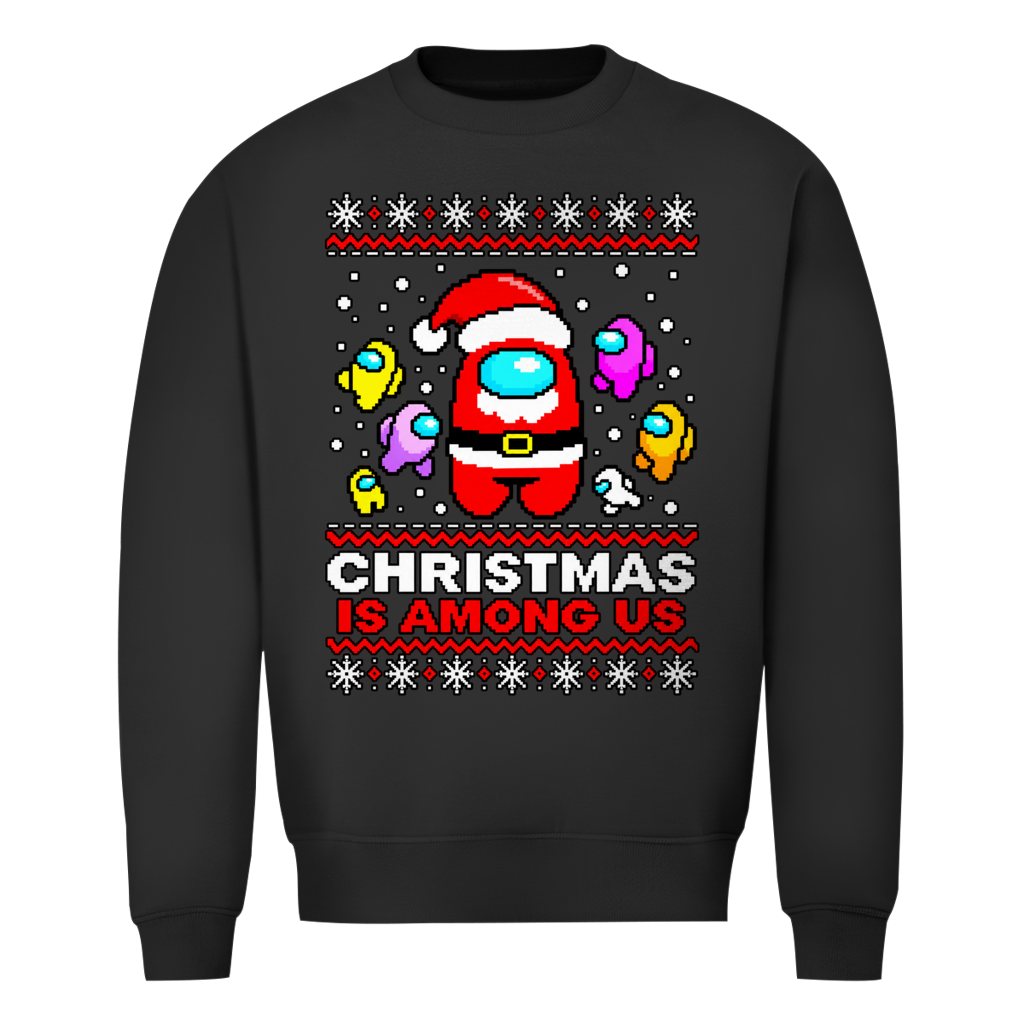 Christmas is Among Us Ugly Christmas Sweater in Schwarz