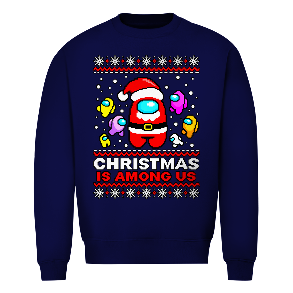 Christmas is Among Us Ugly Christmas Sweater in Navy