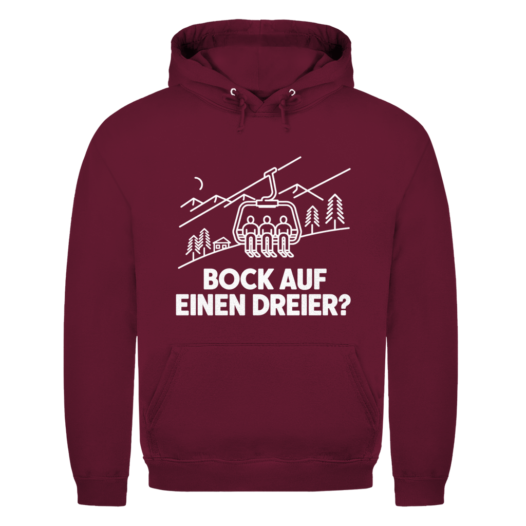 Bock auf einen Dreier Après Ski Weihnachtshoodie in Bordeaux