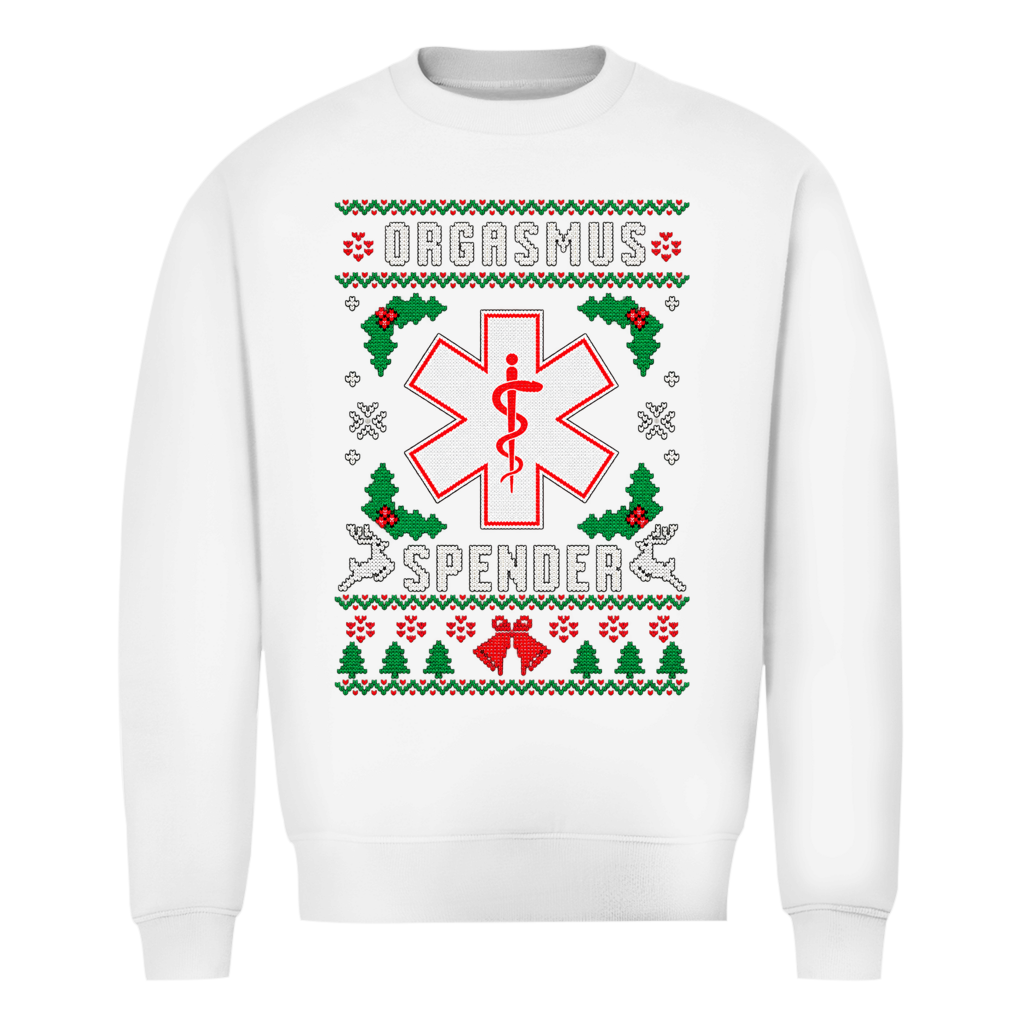 Orgasmus Spender Ugly Christmas Sweater in Weiß