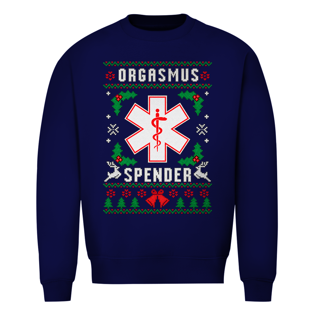 Orgasmus Spender Ugly Christmas Sweater in Navy