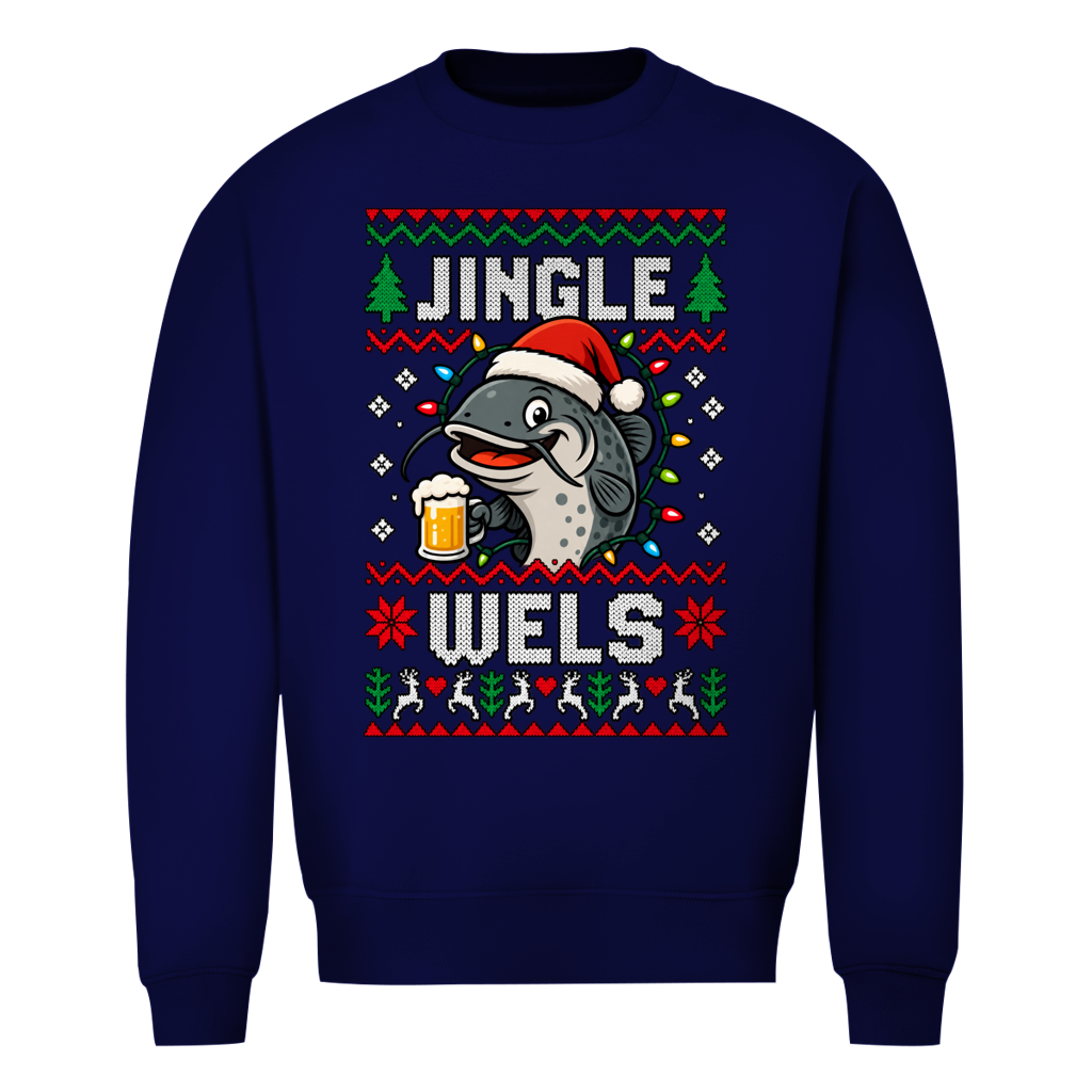 Jingle Wels Ugly Christmas Sweater in Navy
