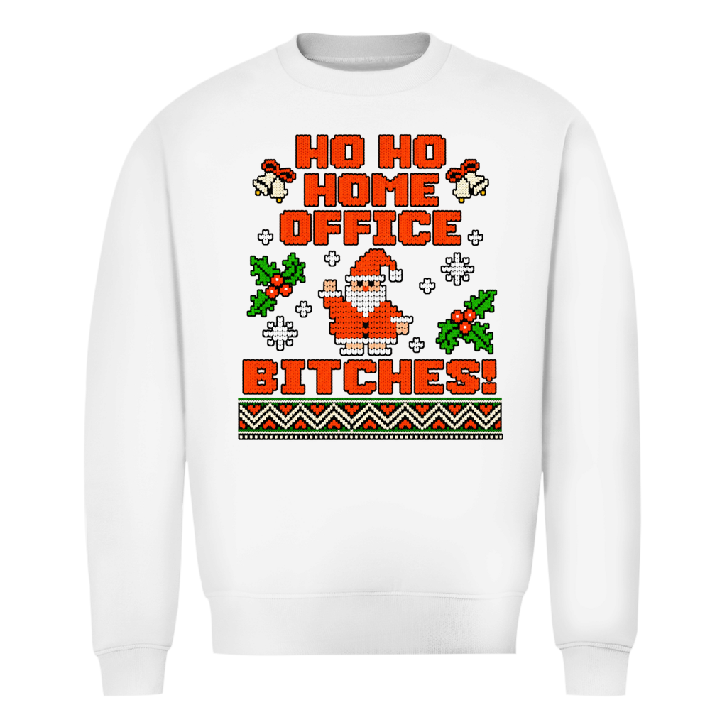 Ho Ho Home Office Ugly Christmas Sweater in Weiß