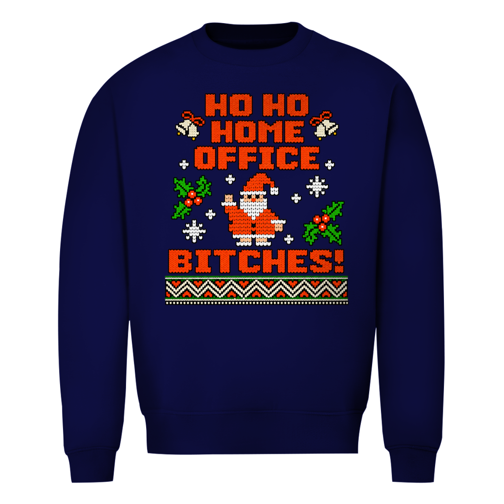 Ho Ho Home Office Ugly Christmas Sweater in Navy