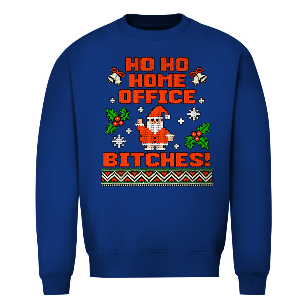 Ho Ho Home Office Ugly Christmas Sweater in Royalblau